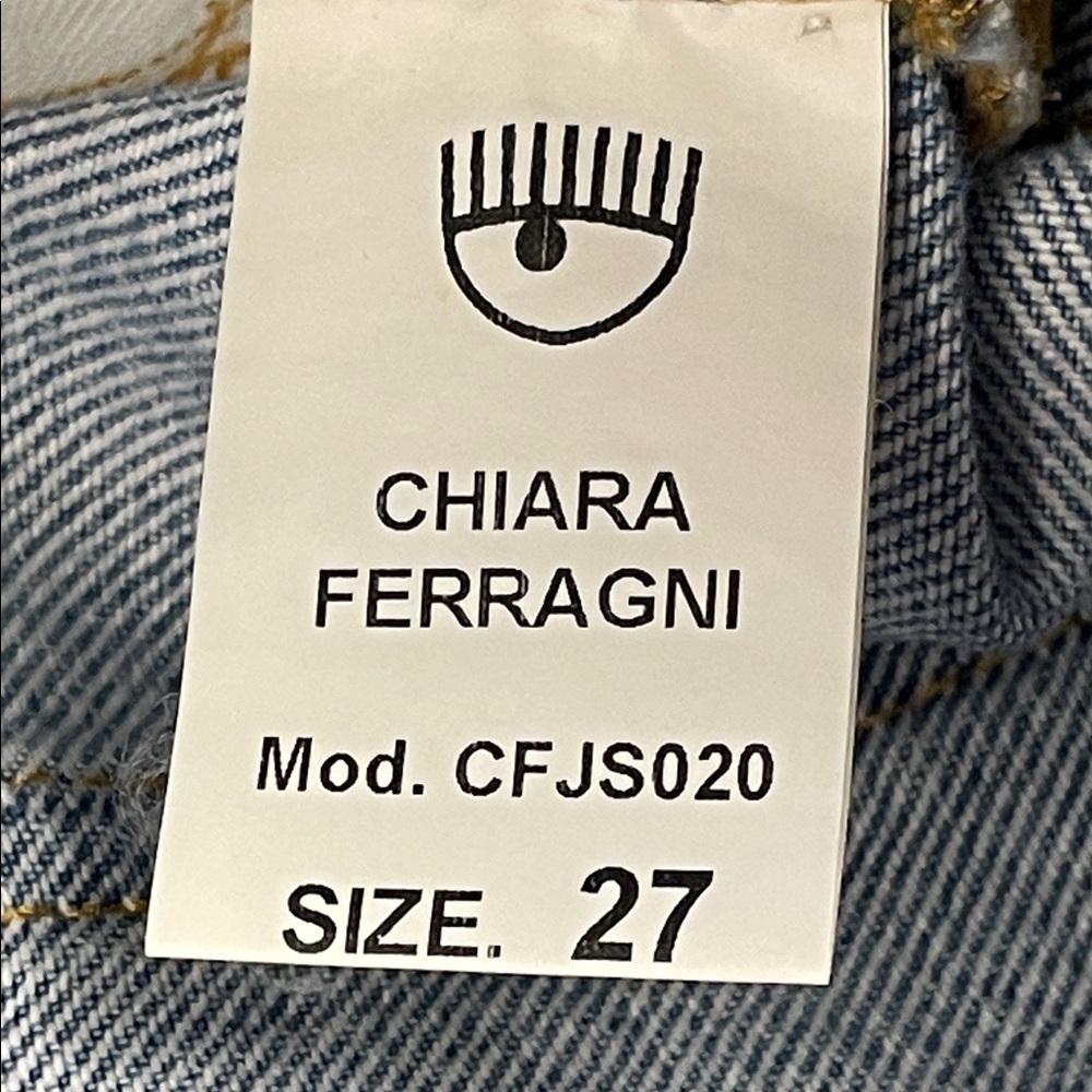 Chiara Ferragni Flirting Pockets Embroidered Slim Jeans Classic Blue Sz 27 - Picture 11 of 12